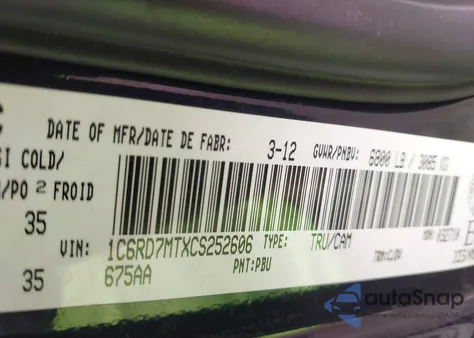 2012 Ram 1500 Sport z USA, uszkodzony, nr VIN 1C6RD7MTXCS252606